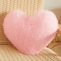 Luxury Plush Shaggy Decorative Throw Pillow, 17"x17" Inches Cute Double-sided Faux Fur Heart Pillow, Fluffy Heart Shaped Pillow with Insert, Furry Accent Pillow for Girls/Women/Kids/Children Gift, Pink. 
