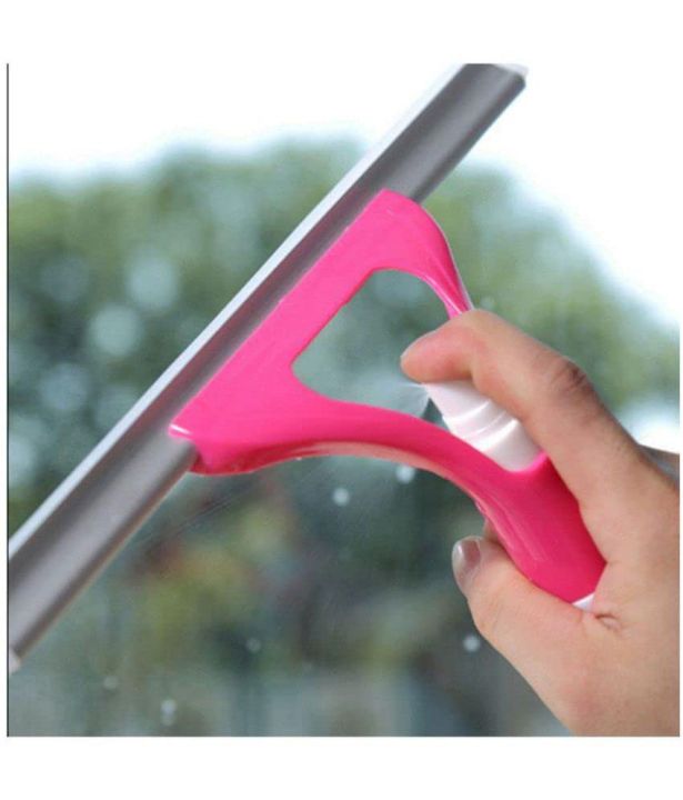 Window Cleaning Wiper with Spray Bottle, Car Windshield Cleaner Squeegee Plastic Glass Cleaner Silicone Blade Brush with Pump, Car-Cleaning Tool, All Purpose Squeegee