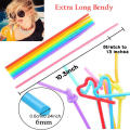 100Pcs Neon Coloured Straws Flexible Bendy Plastic Birthday Party Wedding Drinking Straw. 