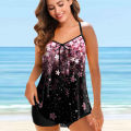 2022 Two-Piece Set Tankini Women Vintage Beachwear Swimwear Loose Size Bathing Suit New Summer Ladies Floral Print Swimwear. 
