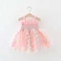 Summer New Pink Baby Girl Dress Sweet Butterfly Baby Sling Dress Wedding Party Girl Children'S Clothing (0-3 Years Old). 