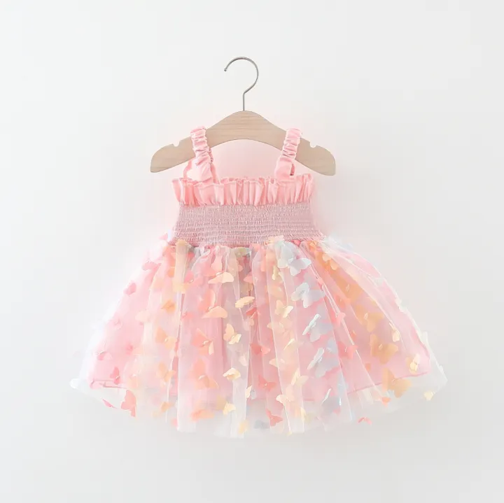 Summer%20New%20Pink%20Baby%20Girl%20Dress%20Sweet%20Butterfly%20Baby%20Sling%20Dress%20Wedding%20Party%20Girl%20Children'S%20Clothing%20(0-3%20Years%20Old)%20-%20Image%202