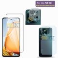 Pack of 3 Vivo Y28 Tempered Glass + Back Matte Protector + Camera Lens Protector 9H Flexible Soft Nano Film Vinyl Lamination wrap skin paper sheet Screen Glass Protector For Y28 4G - Transparent. 