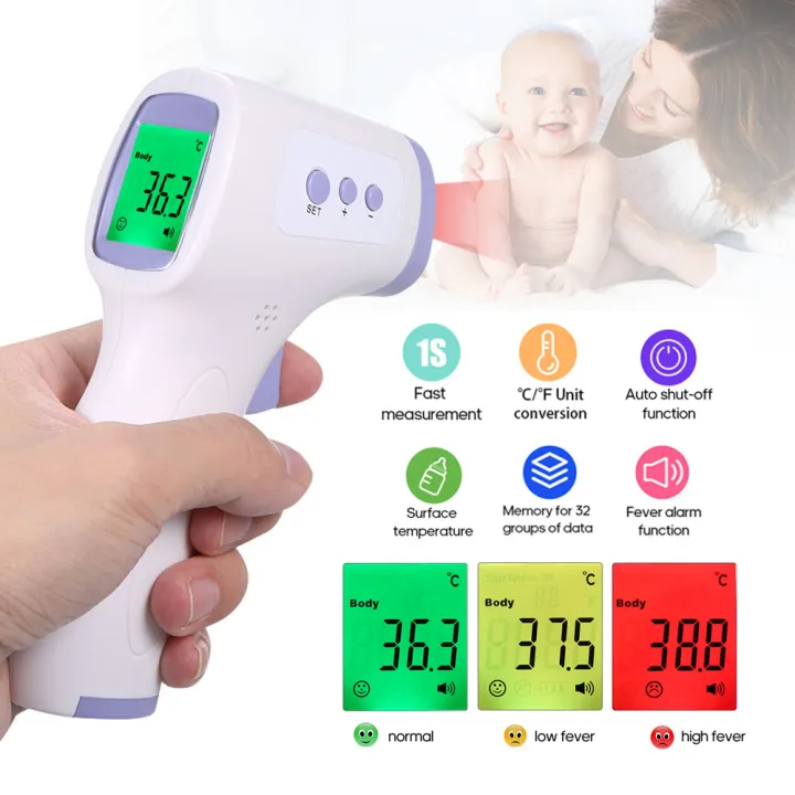 KOGEEK Non-contact IR Infrared Ther-mo-meter Forehead Temperature Measurement LCD Three Colors Backlight Digital Display °C/°F Accuracy ±0.2°C