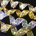 1/2M Double Layer Fairy Lights Strings Christmas Ribbon Bows with LED Christmas Tree Ornaments New Year Home Decor. 