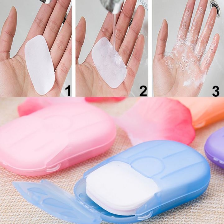 30Pcs Mini Portable Travel Soap Paper Sheets Disposable Soap Sheets Portable Hand Washing Bath for Home Outdoor Camping