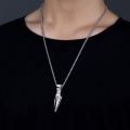Men's Black Long Necklace with Arrow Pendant Hip Hop and Punk Rock Chain Jewelry. 