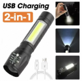 XPE COB LED Flashlight Adjustable Focus Camping Torch Pen Clip Light Rechargeable Mini COB LED Flashlight Torch With Adjustable Focus Plastic & Met. 