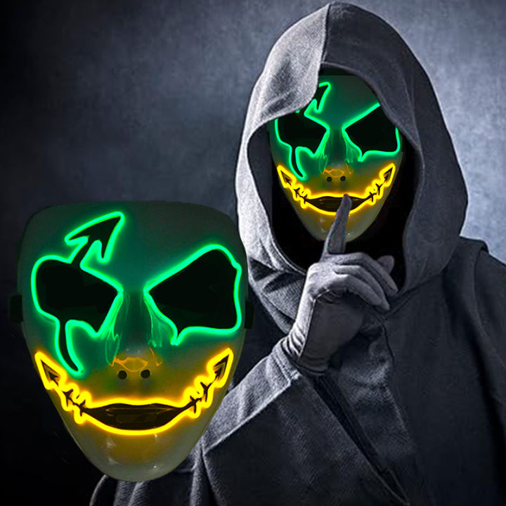 Halloween Costume luminous Mask Demon Slayer LED Masquerade Cosplay ...