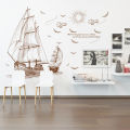 Brown Ships sailing in deep sea classic wall decoration Sticker  room wallpaper bedroom nursery window decor wall stickers  wedding decoration birthday decoration kids room decoration Wall Stickers. 