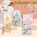 Newest 20 Sheets Paint Water Activity Books Set with Brush Children Kids Portable Gouache Graffiti Picture Drawing Coloring Toys. 