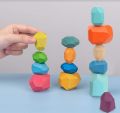 Stone Balance Stack Building Blocks Set - 20 Pcs Polyhedral Plastic Stacking Rocks Educational Creative Preschool Arts Learning Sensory Building Blocks Puzzle Large-Size Toy for Toddler. 