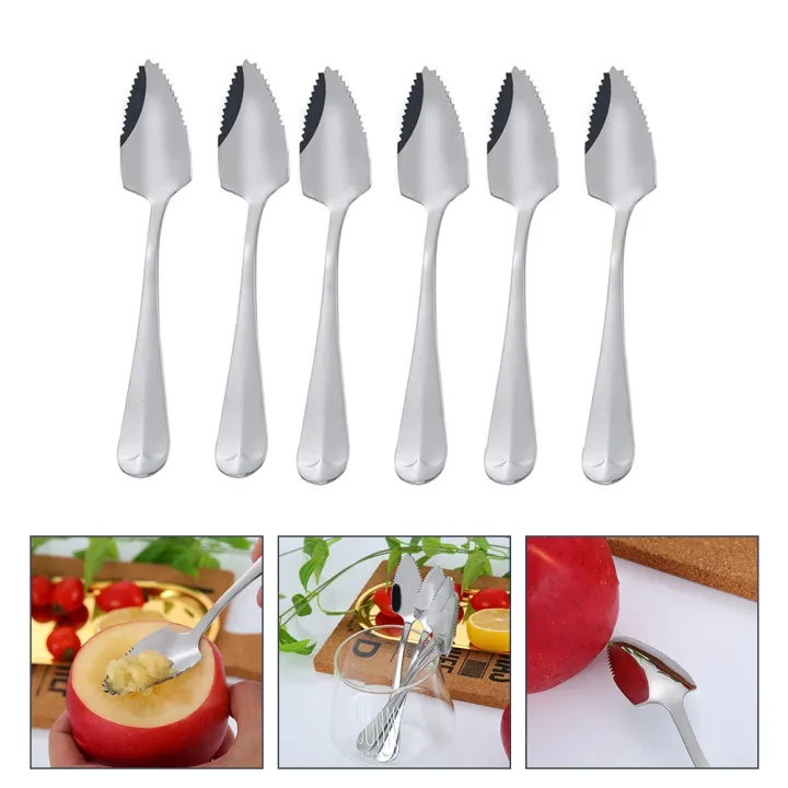 6 Pcs Toothed Ice Cream Scoop Mini Spoons Desserts Stainlesss Steel Grapefruit Serving Baby