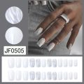24PCS Short Square False Nails French White Edge Nials Silver Flame Full Cover Press On Nails Detachable Ballerina Nail Tip. 