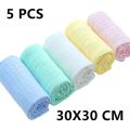 5pcs/batch thickened muslin 30X30cm cotton soft baby towel handkerchief bath care face cloth burp cloth. 