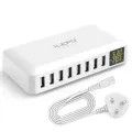 KOGEEK 8 Ports Smart USB Charger 50W 8A Multi Port USB Hub with LCD Display Fast Charging Wall Charger Power Adapter with 4ft Long Power Cord. 