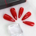 Stiletto Mirror Red Light Gossy Red Color Fingernails Sharp Nails Art Medium Size Wholesale Manicure Full Cover With Tabs. 