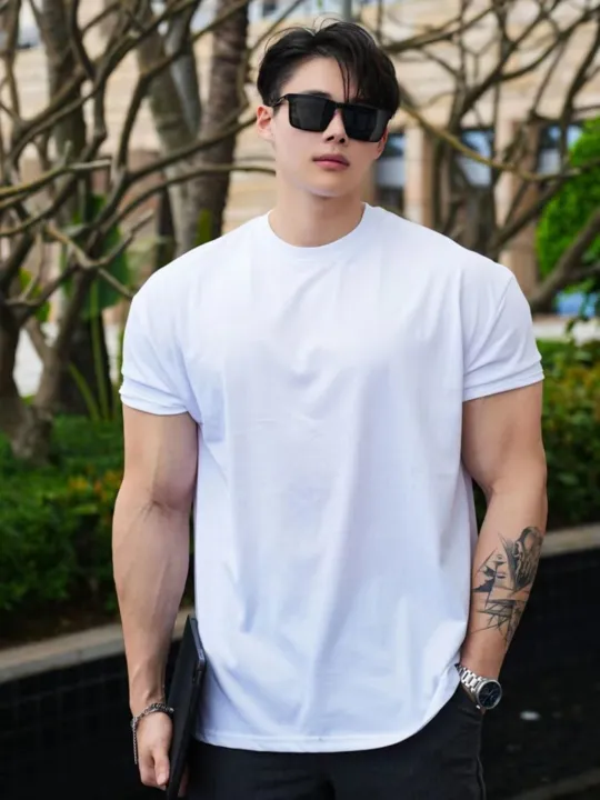 American%20Fashion%20Brand%20Sports%20Fitness%20Short%20Sleeve%20T%20T-shirt%20Men's%20Fashionable%20Cuff%20Wait%20Lifting%20Training%20Breathable%20Muscle-Showing%20Clothes%20Summer%20-%20Image%206