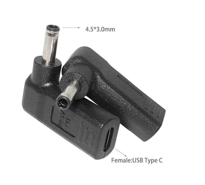 BUSB%203.1%20Type%20C%20USB-C%20to%20Rectangle%20DC%20Plug%205.5mm%204.0mm%207.4mm%20Adapter%20PD%2090%20Degree%20Angled%20for%20Laptop%20Tablet%20-%20Image%203