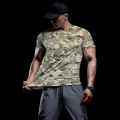 Men Running T Shirt Quick Dry Fitness Shirt Training Exercise MOSAIC camouflage Clothes Gym Sport Shirt Tops Lightweight. 