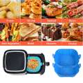 Air Fryer Silicone Pot, 8.5Inch Reusable Air Fryer Liners Square Air Fryer Accessories, Silicone (2 x Blue). 