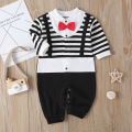 Newborn Infant Baby Gentleman Boy StripedSuit Romper Clothes Jumpsuit Outfits. 