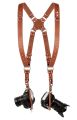 High Quality Leather Camera Accessories Dual Harness Two Cameras Shoulder Leather Strap Double Shoulder Straps Criss Cross Cameras. 