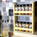 2 Tiered Spice Rack With 110Ml Glass Spice Bottle Wall Mount Wooden Spice Rack WRK100B. 