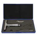 Depth micrometer set high precision round head measuring tool depth gauge with 5 connecting rods for process industrial. 