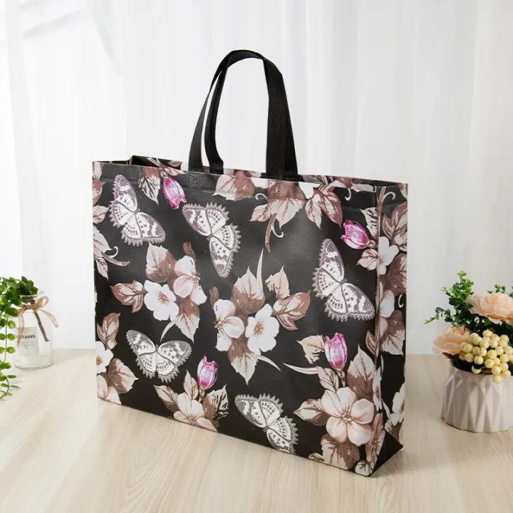 【ALLGOOD】1PC New Folding Takeaway Bag Flower Printing Fabric Reusable Shopping Bag Large Capacity Travel Grocery Folding Bags