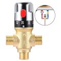 with Scale Brass Thermostatic Mixing Valve 1/2 Inch Adjustable Temperature Shower Mixing Valve Surface Mounted Pipeline Valve Water Heater. 