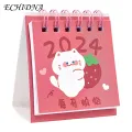 Lightweight Desktop Calendar 2024 Cute Cartoon Mini Desk Calendar Daily Planner for Home Office School Decoration 2pcs Set Table 2024 Calendar. 