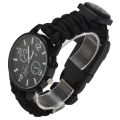 【Good selling】multi-function outdoor sports waterproof hand-woven Luminous bracelet umbrella rope camping hiking fashion watch accessories watch survive tool Black. 