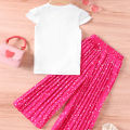 2 3 4 5 6 7 Years Summer Girls Clothing Sets New Cotton Fashion Short Sleeved+Wide Leg Pants Casual Two Piece Set Kids Clothes. 