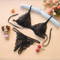 Yfashion 2PCS/Set Women Cotton Lace Bra + Briefs hree-Point Crotch Underwear Set. 