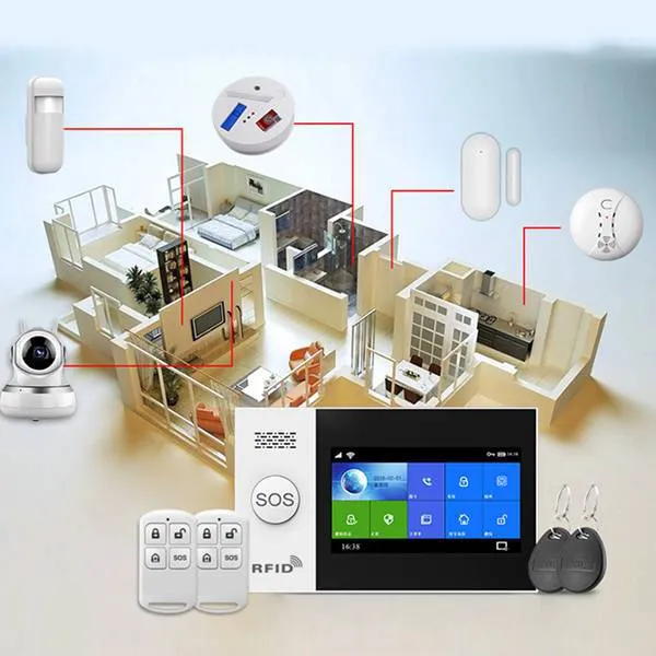 PGST%20PG107%20Tuya%20Alarm%20System%204.3%20inch%20Screen%20WIFI%20GSM%20GPRS%20Burglar%20Home%20Security%20With%20PIR%20Motion%20Sensor%20Fire%20Smoke%20Detector%20-%20Image%202