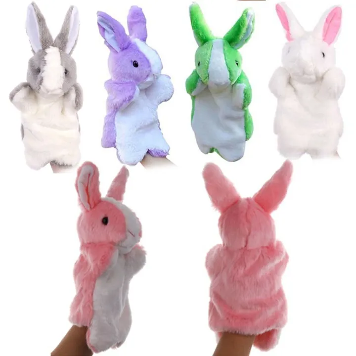 Animal Rabbit Hand Puppet 11.8 Inch Soft Plush Finger Puppets Role-Play ...