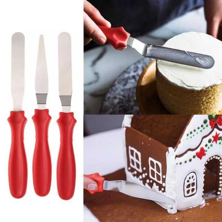 Stainless Steel Cake Cream Cutter Knife Smoother 3 Pcs - Multi..