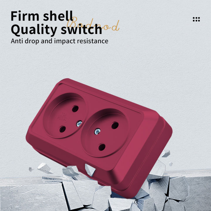Red%20Electrical%20Outlets%20Classic%20Wall%20Mounted%20Power%20Socket%20Paint%20Plastic%20Not%20Ground%20EU%20Standard%20Retardant%20250V%20Surface%20Home%20-%20Image%206