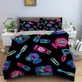 NEW Sweety Girl Cosmetic Printing Queen Duvet Cover Set Lipstick Mascara King Size Bedding Sets 2/3 Pcs with Pillowcase Pink MakeupShipping Bags. 