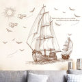 Brown Ships sailing in deep sea classic wall decoration Sticker  room wallpaper bedroom nursery window decor wall stickers  wedding decoration birthday decoration kids room decoration Wall Stickers. 