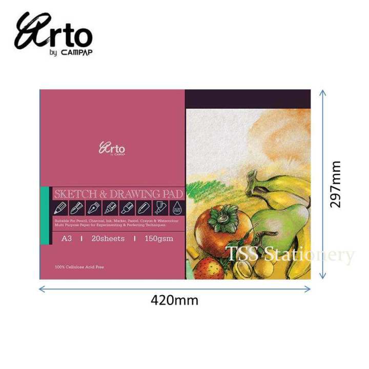 Campap%20Arto%20Sketch%20Drawing%20Paper%20Pad%20A3%20150gsm/20%20Sheet%20-%20Multi-Purpose%20Paper%20Pad,%20Sketching,%20Marker,%20Crayon,%20Water%20colour%20Paper%20-%20Image%204