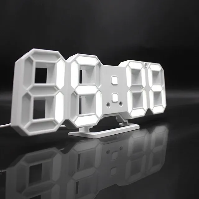 3D LED Wall Clock Modern Design Digital Table Clock Alarm Night Light ...