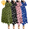 Women Dot Dress Vintage Polka Dot Maxi Dress with Belt Retro A-line Ankle Length Women's Dress Dot Print Dress. 