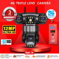 4G Triple Lens 6Mp CCTV Camera with Two Way Audio Night Vision Color (code:1027B). 