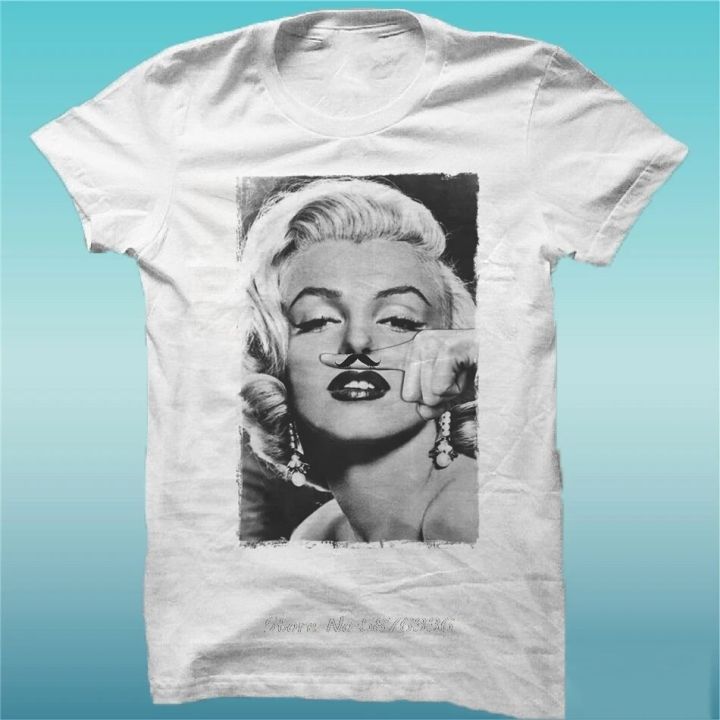 New Cotton T-shirt Marilyn Monroe Finger Mustache Moustache Gift Idea Road Up Adults Tshirt Casual Tee Shirt