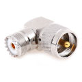 UHF SO-239 Female to UHF PL-259 Male Right Angle 90 Degree RF Connector. 