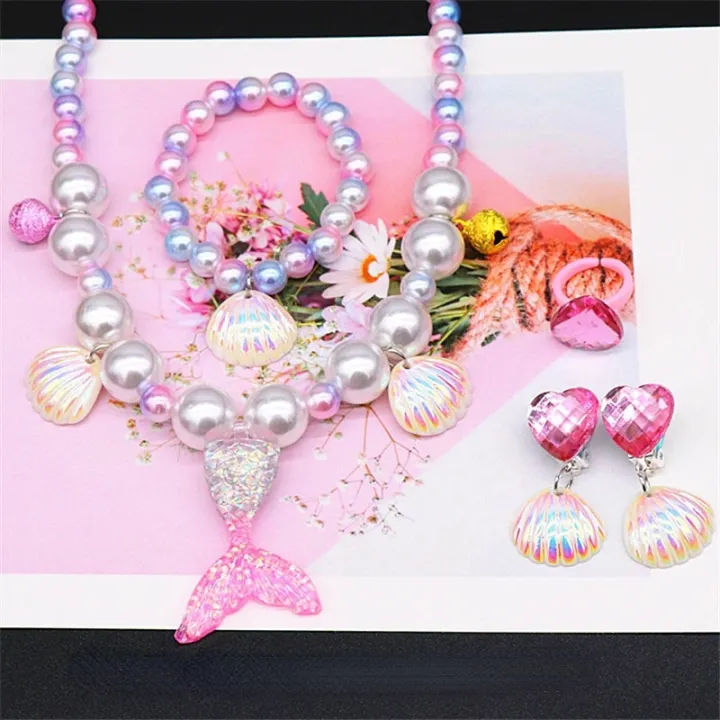 %E3%80%90hot%E3%80%91%202/5Pcs%20Girls%20Jewelry%20Sets%20Mermaid%20Pearl%20Necklace%20Bracelet%20Ring%20Earring%20Set%20Kids%20Toys%20Children%20Princess%20Fashion%20Accessories%20Girl%20-%20Image%202
