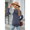 bellylady Women Casual T-Shirt Round Neck Long Sleeves Tunics Twist Knot Blouse Leopard Print Stripe Pullover Tops. 