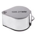 Magifier Lens 10x Triplet Loop With Velvet Storing Box - 12 Months Warranty. ( Gem and Jewelery Loupe Eye / Hand Magnifier Magnifying / Zooming Glass With Carry Case ). 